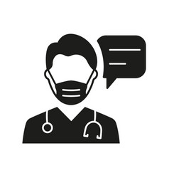 Doctor In Mask With Speech Bubble Consultation