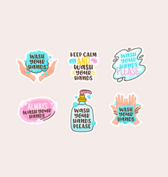 Wash Your Hands Cartoon Stickers With Doodle