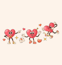 Charming Retro Cartoon Hearts Dance