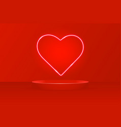 Valentines Day Podium With Neon White Heart