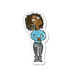 Retro Distressed Sticker Of A Cartoon Woman