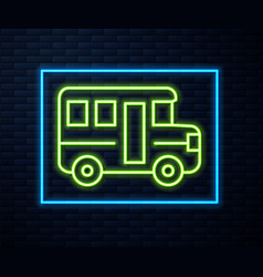 Glowing Neon Line School Bus Icon Isolated