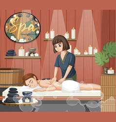 Woman Gets Stone Massage In Spa Scene