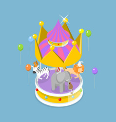 3d Isometric Flat Icon Of Carnival Carousel