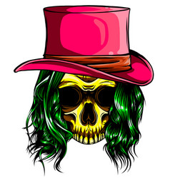 Color Woman Skull Pimp Design