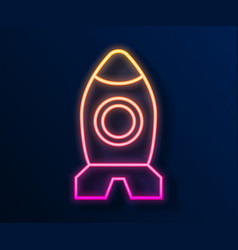 Glowing Neon Line Rocket Ship Toy Icon Isolated