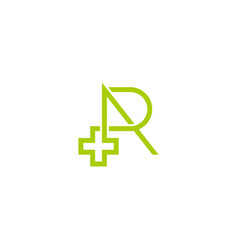 Letter R Plus Medical Arrow Geometric Logo