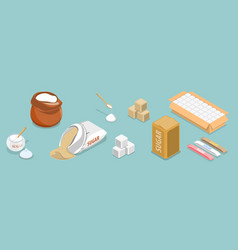 3d Isometric Flat Set Of Sugar Items