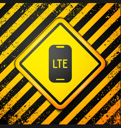 Black Lte Network Icon Isolated On Yellow