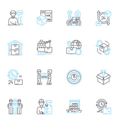 Shipping Logistics Linear Icons Set Cargo