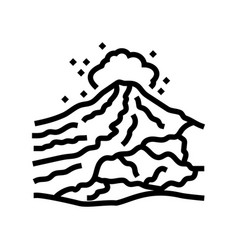 Volcano Rock Landscape Line Icon