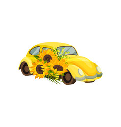 Yellow Car With Sunflowers