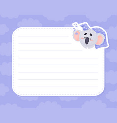 Note Card With Sleepy Koala Animal In Cap Under