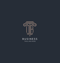 Ob Monogram Logo With Pillar Shape Icon Luxury