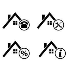 Set Of Roofs House Silhouette Icon City Concept