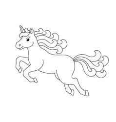 Beautiful Jumping Unicorn Coloring Book Page