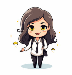 Cute Girl Student In School Uniform Cartoon