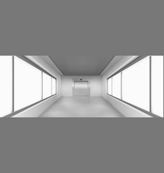 Empty Corridor With Large Windows Elevator Door