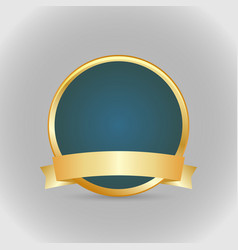 Gold Badge With Ribbon On A Gray Background