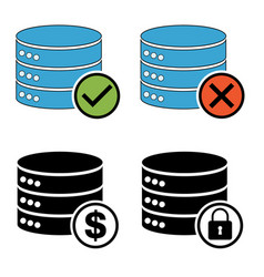 Set Of Database Storage Icon Internet Network