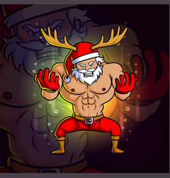 Young Santa With Big Muscle Esport Mascot Design