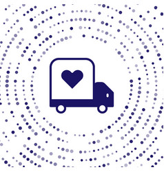 Blue Delivery Truck With Heart Icon Isolated