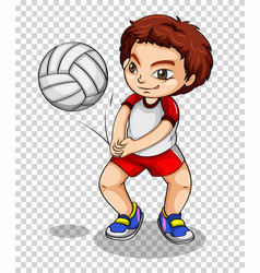 Boy Playing Volleyball On Transparent Background