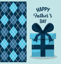 Happy Fathers Day Wrapped Box Gift Argyle Pattern