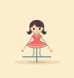 A Little Girl Doing Gymnastic Exercises Cartoon