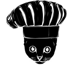 Black Silhouette Of Cat Head With Chef Hat