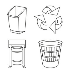 Black and white garbage silhouette collection Vector Image