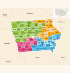 Iowa State Counties Colored By Congressional