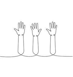 Raised Hands One Line Continuous Drawing Voting