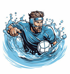 Soccer Player In Action With Ball And Water