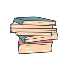 Stack Of Books Doodle Sketch Style Isolated