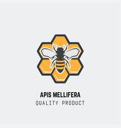 Bee Realistic Honeycomb Emblem