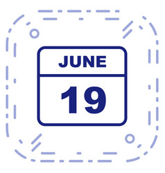 June 19th Date On A Single Day Calendar