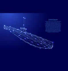 Submarine From Futuristic Polygonal Blue Lines