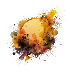 Yellow Brown Watercolor Splash Blot Splatter