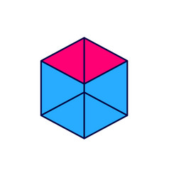 Filled Outline Geometric Figure Cube Icon Isolated