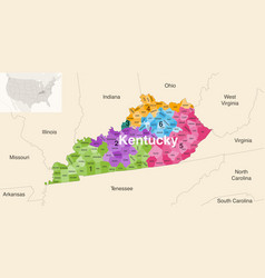 Kentucky State Counties Colored By Congressional