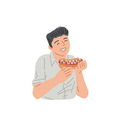 Man Is Having A Snack Cartoon Person Eating Fast