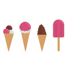 Set Of Different Types Of Ice Cream Food