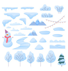 Cartoon Winter Landscape Element Constructor Set