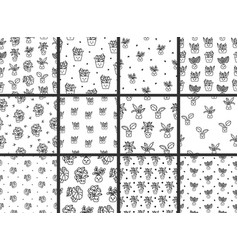 Cute Kawaii Flowerpot Seamless Pattern Coloring