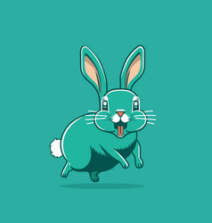 Happy Cheerful Bunny Jumps Funny Running Hare