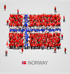 Large Group Of People In The Norway Flag Shape