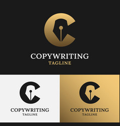 Letter Initial C Pen Copywriting Logo Design