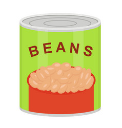 Tin Can With Canned Baked Beans Flat