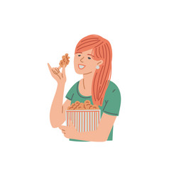 Woman Is Having A Snack Cartoon Person Eating